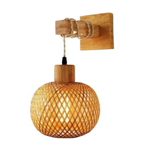 Bamboo wall sconce - woven