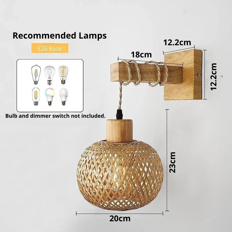 Bamboo wall sconce - woven