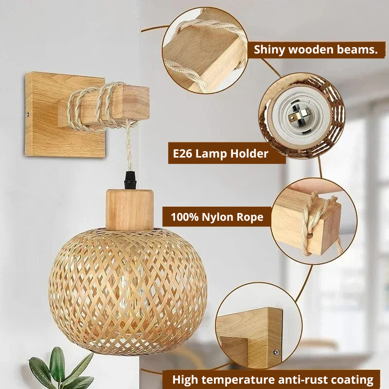 Bamboo wall sconce - woven