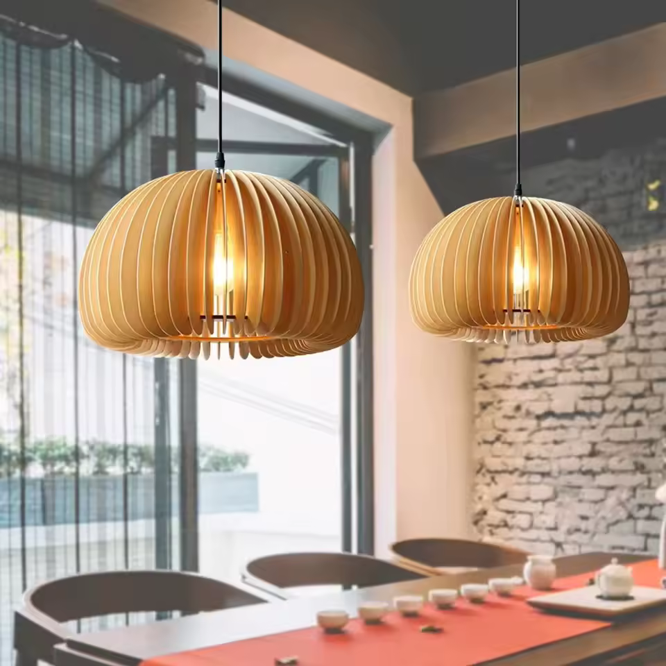 Bamboo Knit Pendant - Wood Leaf