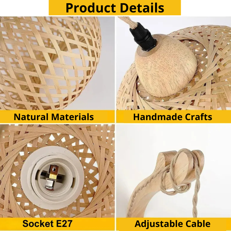 Bamboo Wall Sconce with Socket - Woven